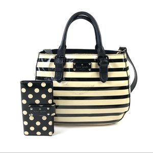 Kate Spade Carlisle Street Patent Striped Sylvie Bag & Stacy Polka Dot Wallet